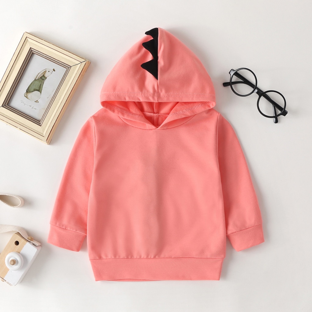 Toddler Autumn Baby Boy Girl Clothes Long Sleeve Cartoon Dinosaur Tops Warm Hooded Hoodie Outfits roupa infantil babyborn #EW