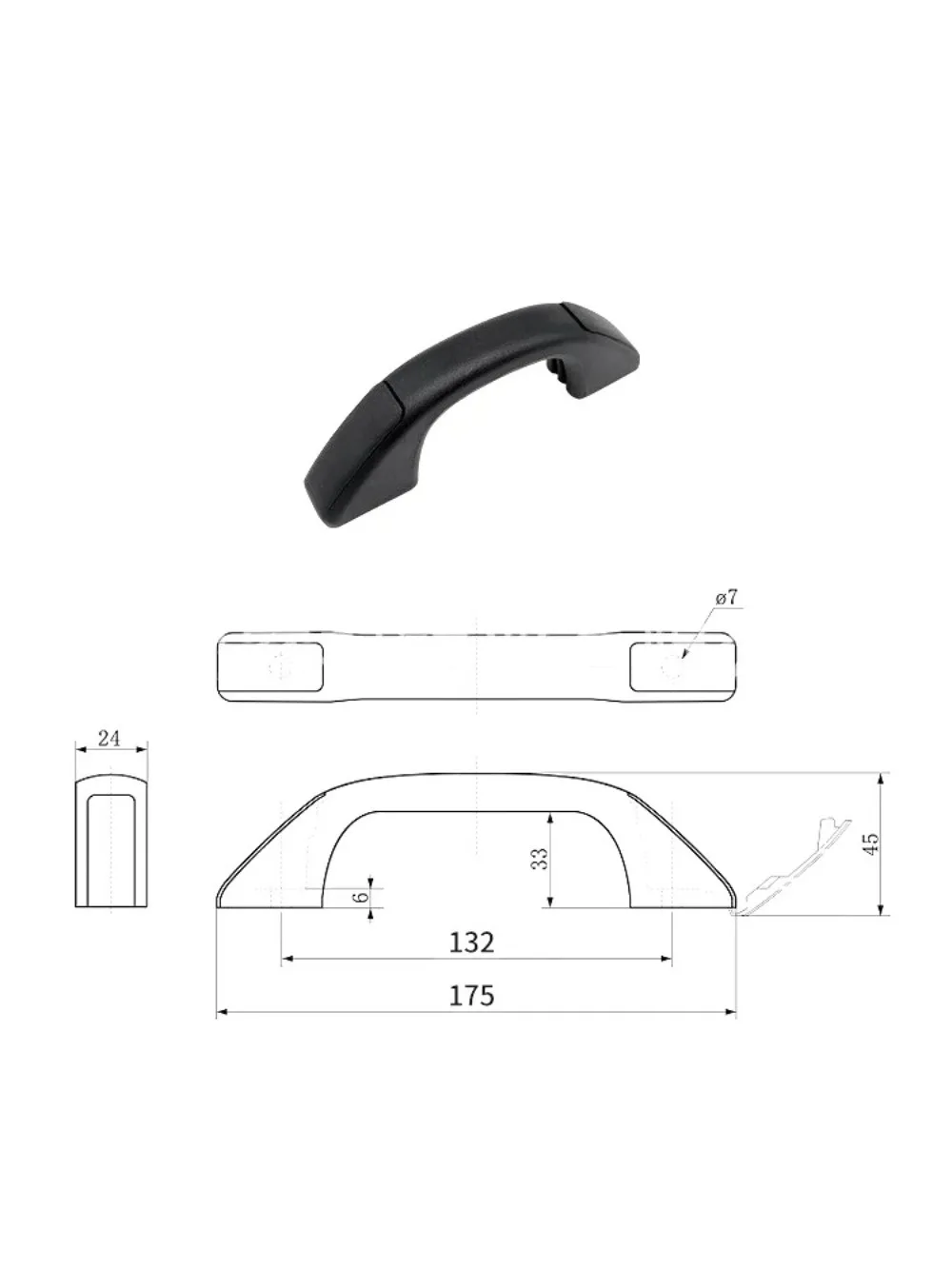 175 mm Haltegriff-Türgriffe mit Lochabdeckungen für Anhänger, Wohnwagen, Wohnmobil, Lieferwagen, Auto-Außenteile, Türgriffe, Ersatzteile