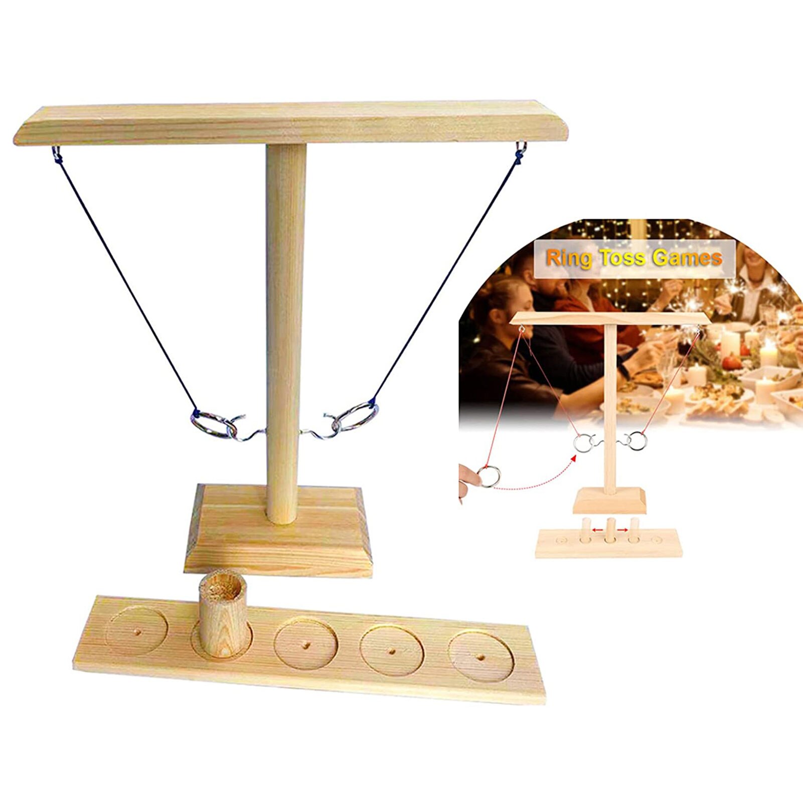 Party toys Leisure Industrial Style Bar Drink Shop Handmade Wooden Ring Toss Hooks Fast-paced Interactive Game For Bars Home