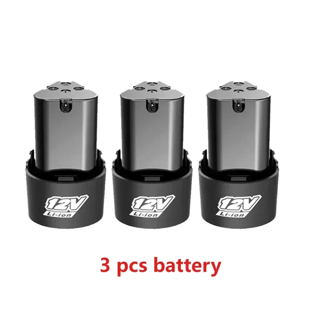 Nuevas baterías recargables de iones de litio de 12 V adecuadas para taladro eléctrico, destornilladores eléctricos, amoladoras angulares, etc. Herramienta eléctrica: Negro
