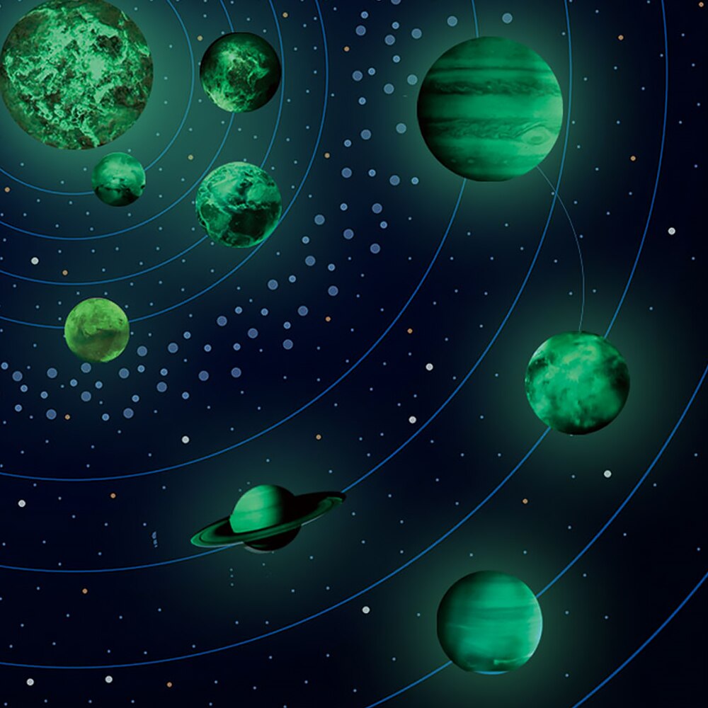 3D Planet Solar System Fluorescent Wall Stick The Universe Planet Galaxy Children Room Bedroom Luminous Wall Stickers