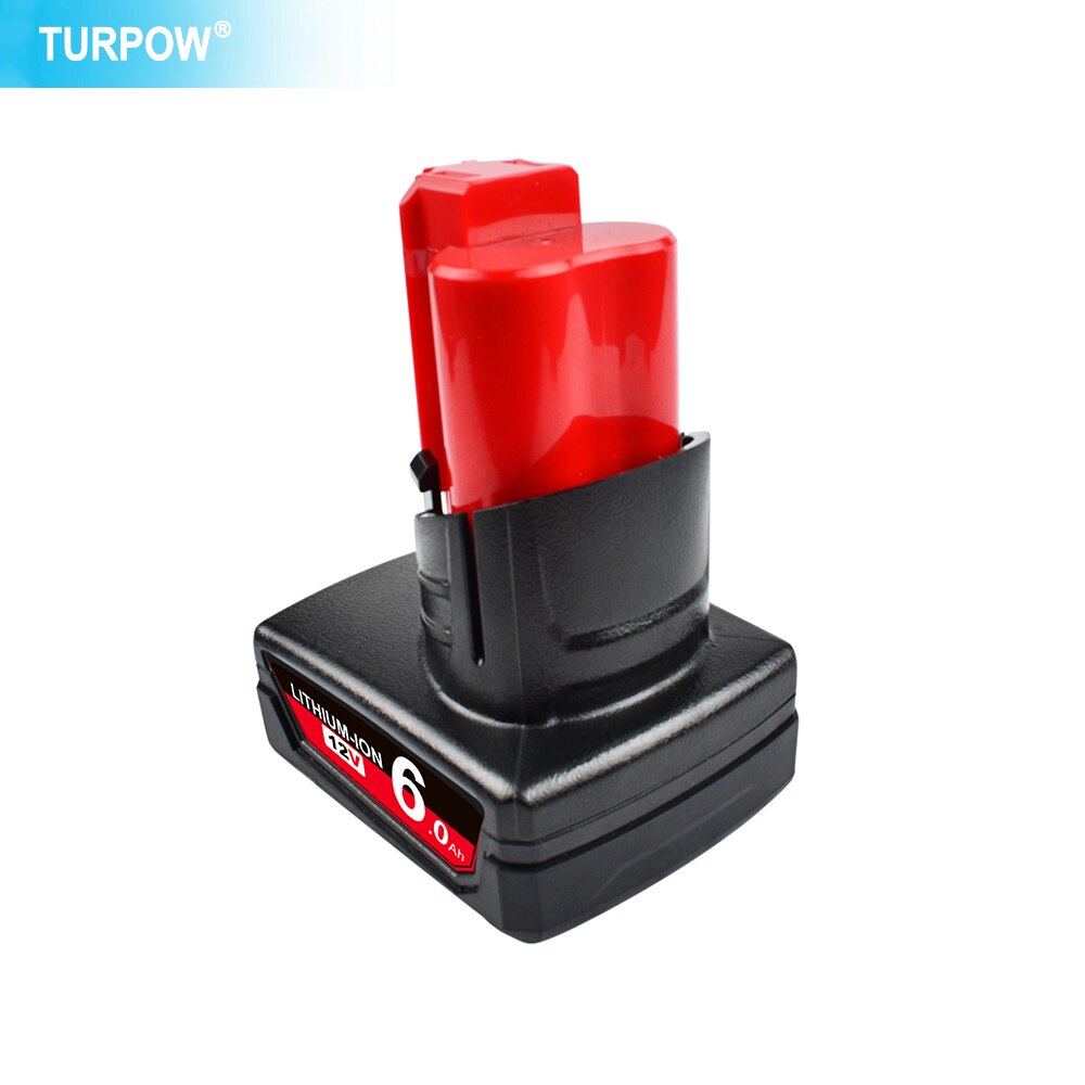 Turpow 12V 6000Mah Oplaadbare Batterij Voor Milwaukee M12 Xc Cordless Gereedschap 48-11-2402 48-11-2411 Batterijen 48-11-2401 MIL-12A-L: 1 Piece 6000mAh