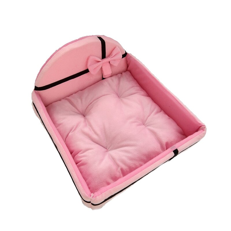 4 størrelser varm fleece hundeseng søt plysjpute til små middels butikk hunder kattetyper vinter hund kennel valpematte kjæledyrseng: Rosa / L -45 x 45 x 6cm