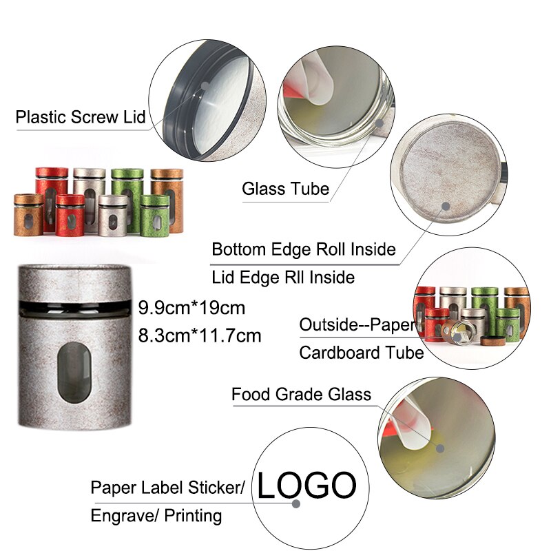 Xin jia yi verpakking thee glazen container plastic schroefdeksel met helder venster lege koffie gedroogd fruit trouwdozen