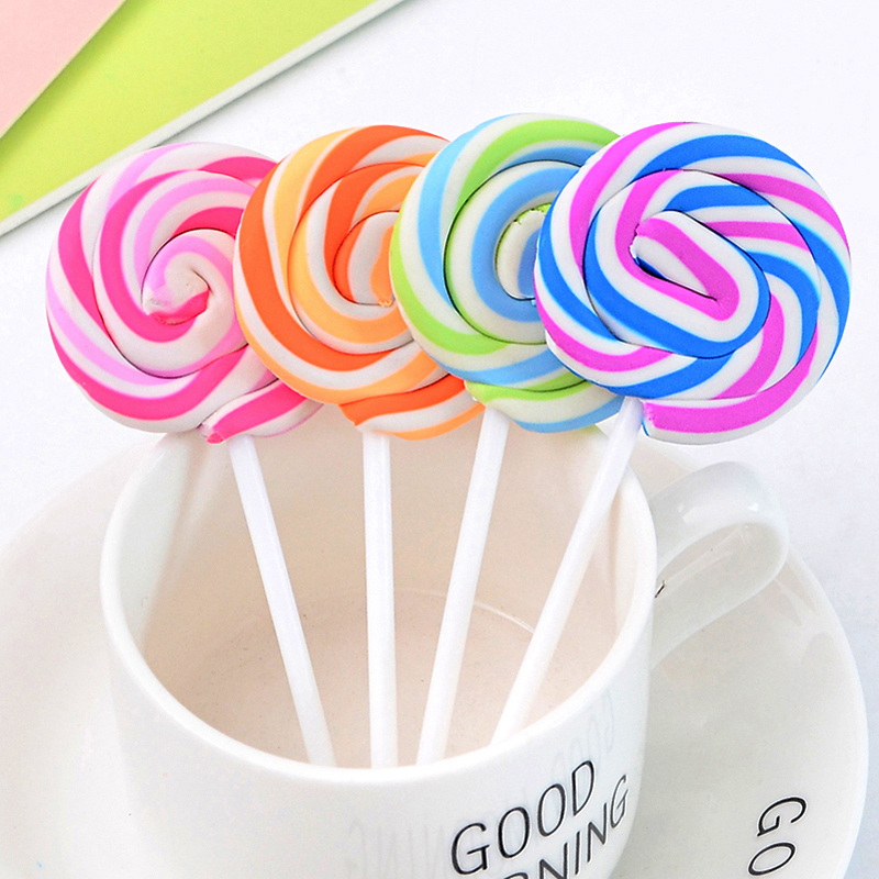 4 pcs/lot Lollipop Rubber Eraser Kawaii Soft Durable Flexible Cube Office Erasers for School Student Kids