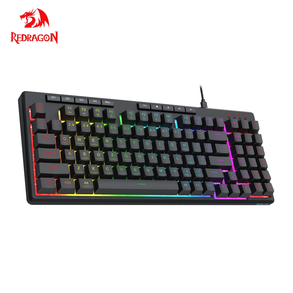 REDRAGON SHIVA K517 RGB USB RGB przewodowa membranowa klawiatura do gier 94 klawisze do komputera PC Laptop Gamer odpinany kabel