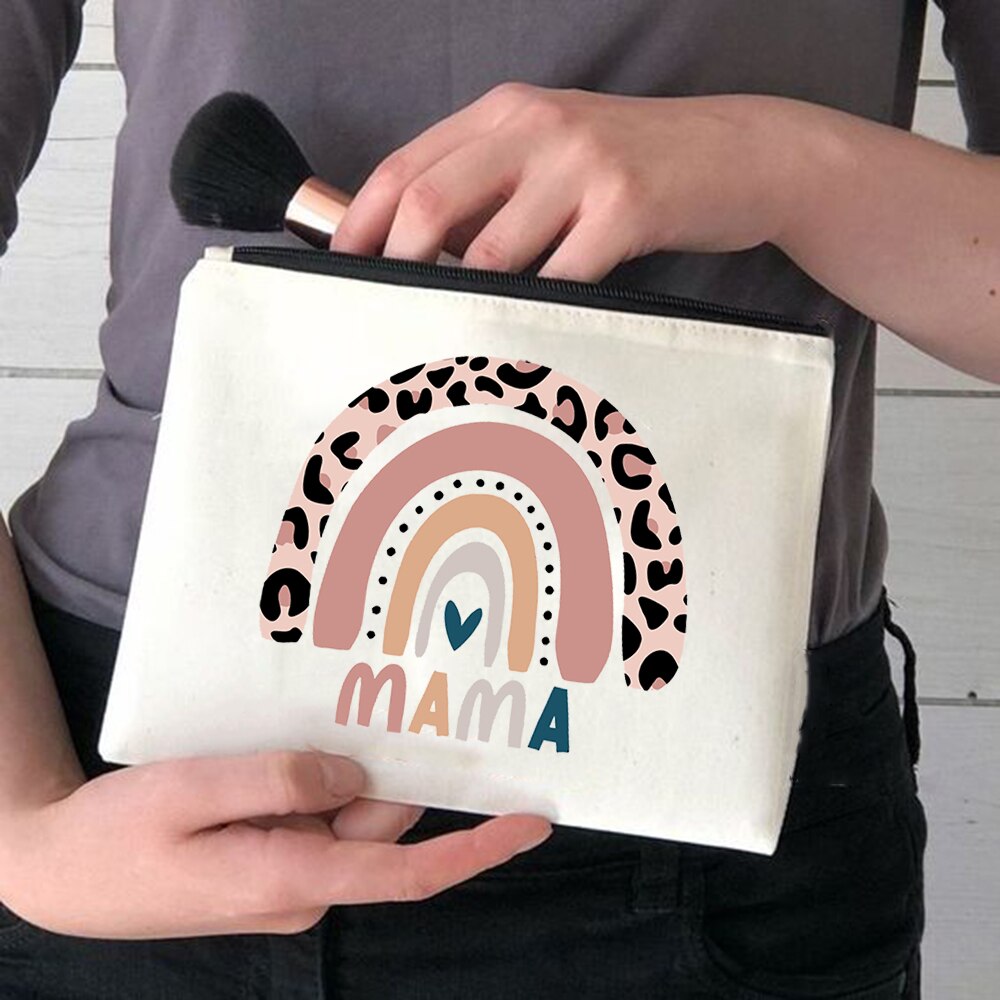 Rainbow Mama torby kosmetyczne piękny nauczyciel torebki na makijaż moda etui na przybory do makijażu zabawna torba do przechowywania duże etui podróżne wielokrotnego użytku: W04038-TBWH-D