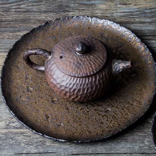 Luwu keramiske tebakker rundt tebord håndlavet tilbehør til serveringsbakke