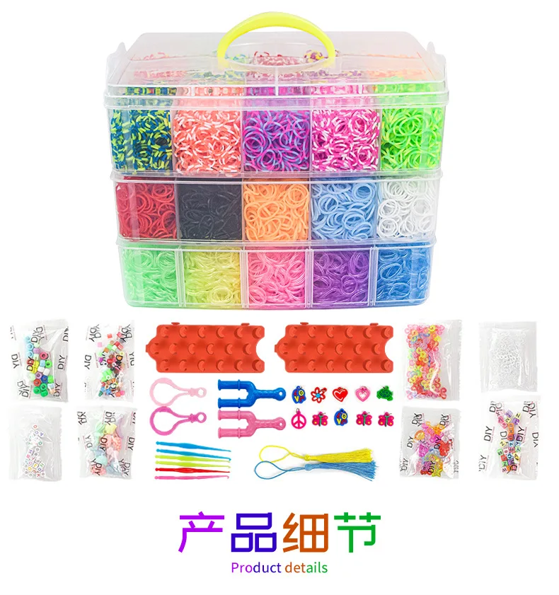 15000 impostato di elastici luminosi arcobaleno per puzzle per bambini Fai da te elastico intrecciato a mano braccialetto luminoso telaio