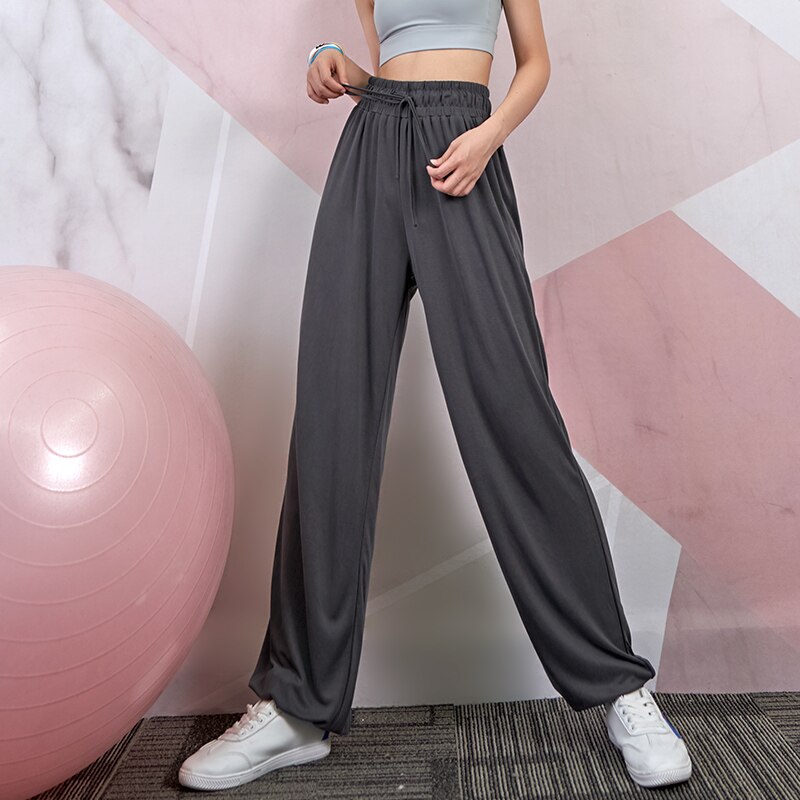 Women's loose-fitting track pants, loose running straight pants, slimming fitness pants, high waist yoga pants, summer thin wome