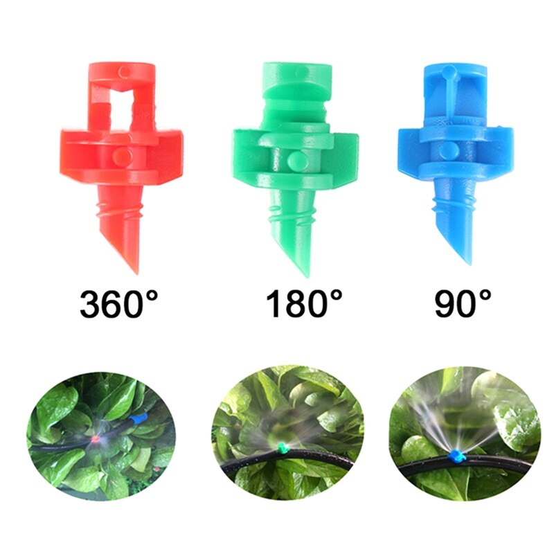 Atomización de refracción de 180 grados, 50 Uds. Por paquete de microaspersores simples, para jardinería, riego por ahorro de agua, 90, 360