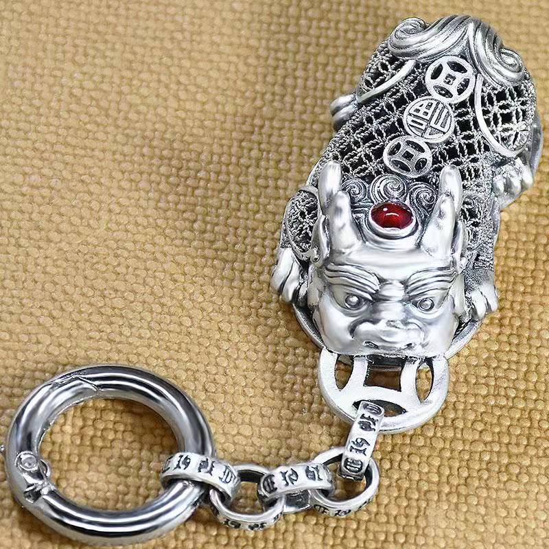 Nationaler wind trend paixiu auto-schlüsselanhänger anhänger für männer und frauen persönlichkeit high-end netz rot metall piqiu auto-ornamente