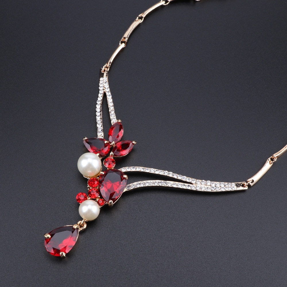 Bruidssieradenset met kristallen ketting en oorbellen, klassieke waterset voor dames, trouwsieraden