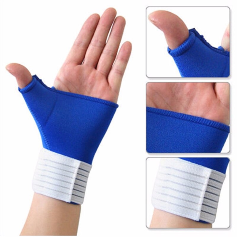 1 Paar Palm Pols Hand Ondersteuning Handschoen Sport Bandage Gym Half Vinger Duim Wrap Sport Veiligheid Elastische Polsband Brace