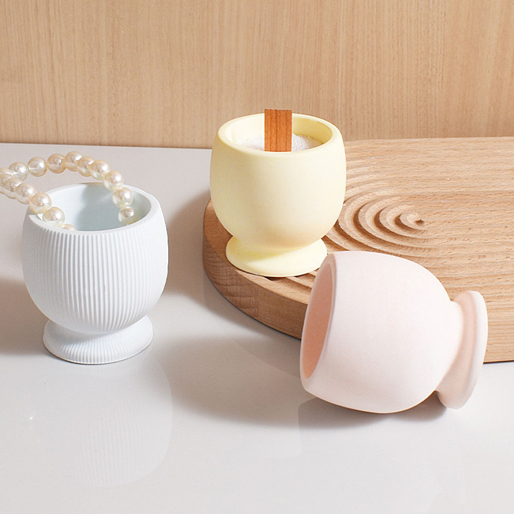 Taza de vela de hormigón, molde de silicona, candelabro de rayas DIY, fabricación artesanal, tarro de almacenamiento de yeso de resina, moldes de fundición para decoración del hogar