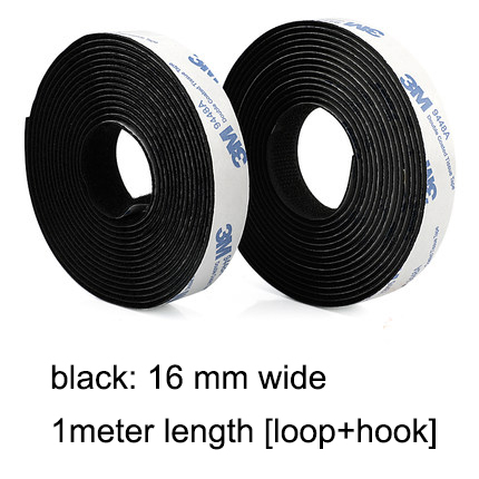 1M Sterke Zelfklevende Klittenbandsluiting Tape Nylon Sticker Adhesive Magic Lijm Voor 16/20/25/30/38/50/100 Mm: 16mm black 1meter