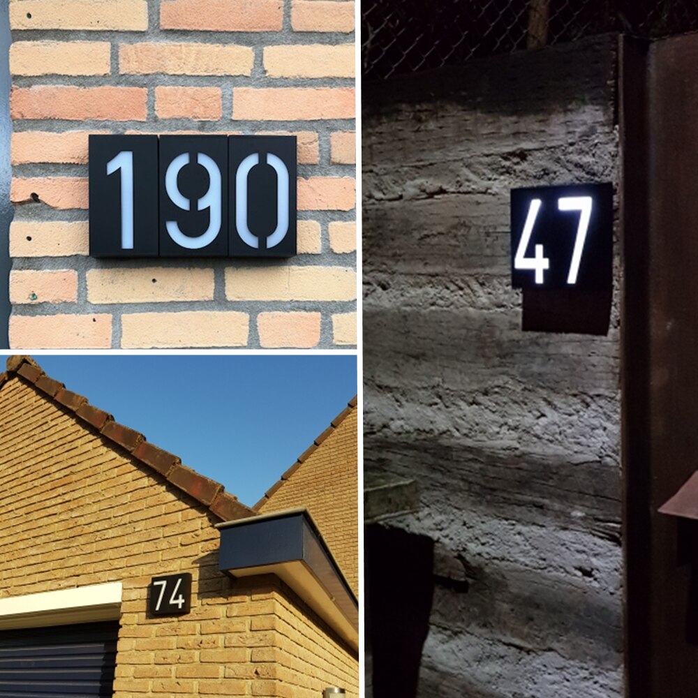 Husnummer solcelledrevet dørskilt adresseskilte husnummer udendørs verandalys med solcelle genopladeligt batteri