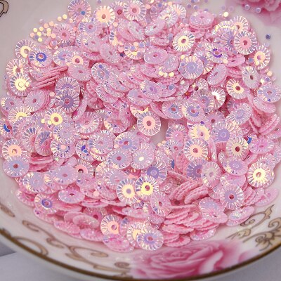 3000Pcs 6Mm Ronde Wiel Bloem Gold Plating Losse Pailletten Naaien Pvc Diy Paillette Licht Roze Confetti Spangles