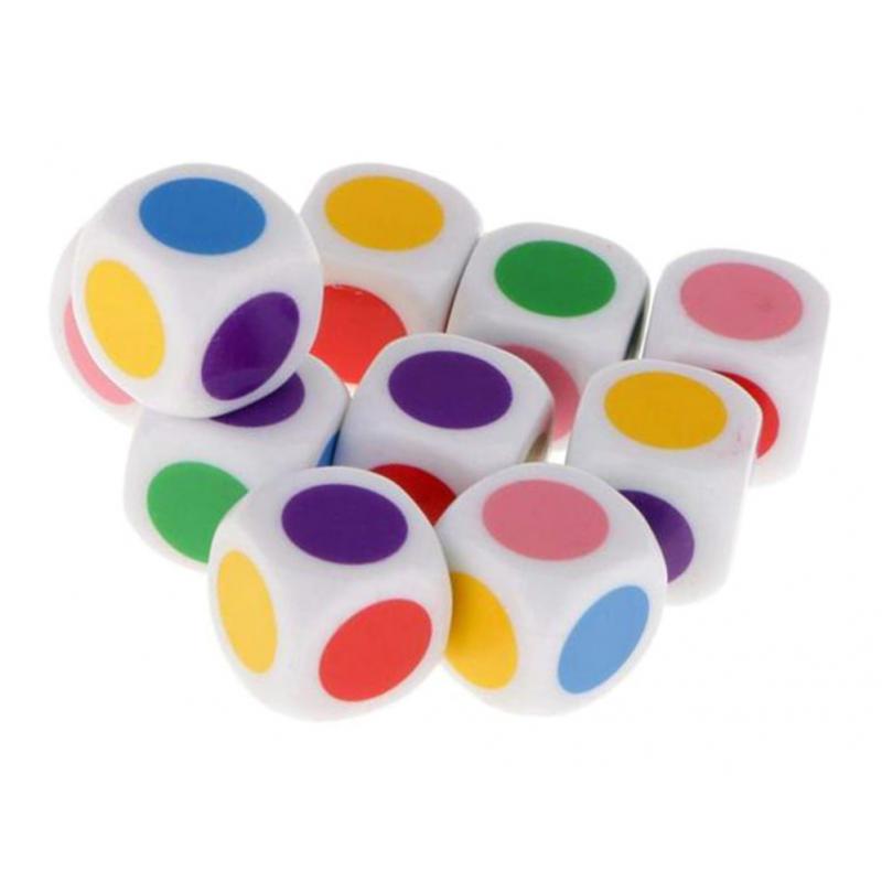 10Stck Platz 6 Seitige D6 Würfel 6 Farbe Gepunktete für D & D