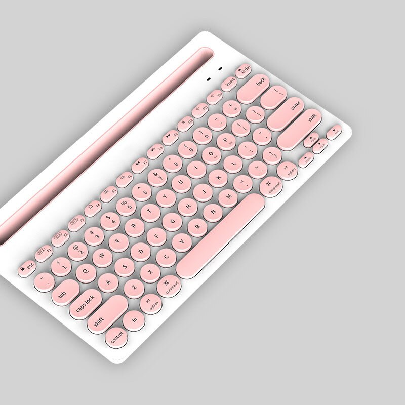 Portable Desk Mini keyboard with Cell Phone Stand Holder for iphone Android Tablet PC Pink keyboard for iPad Series iOS System: Pink