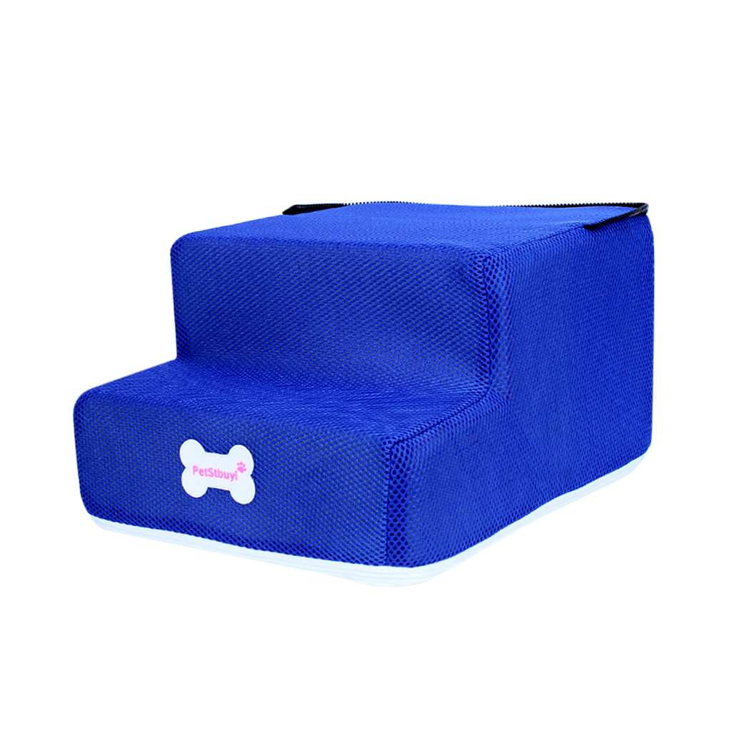 Hond Huis Hond Trappen Huisdier 3 Stappen Trap voor Kleine Hond Kat Pet Ramp Ladder Anti-slip Verwijderbare honden Bed Trappen FW3: Dark Blue