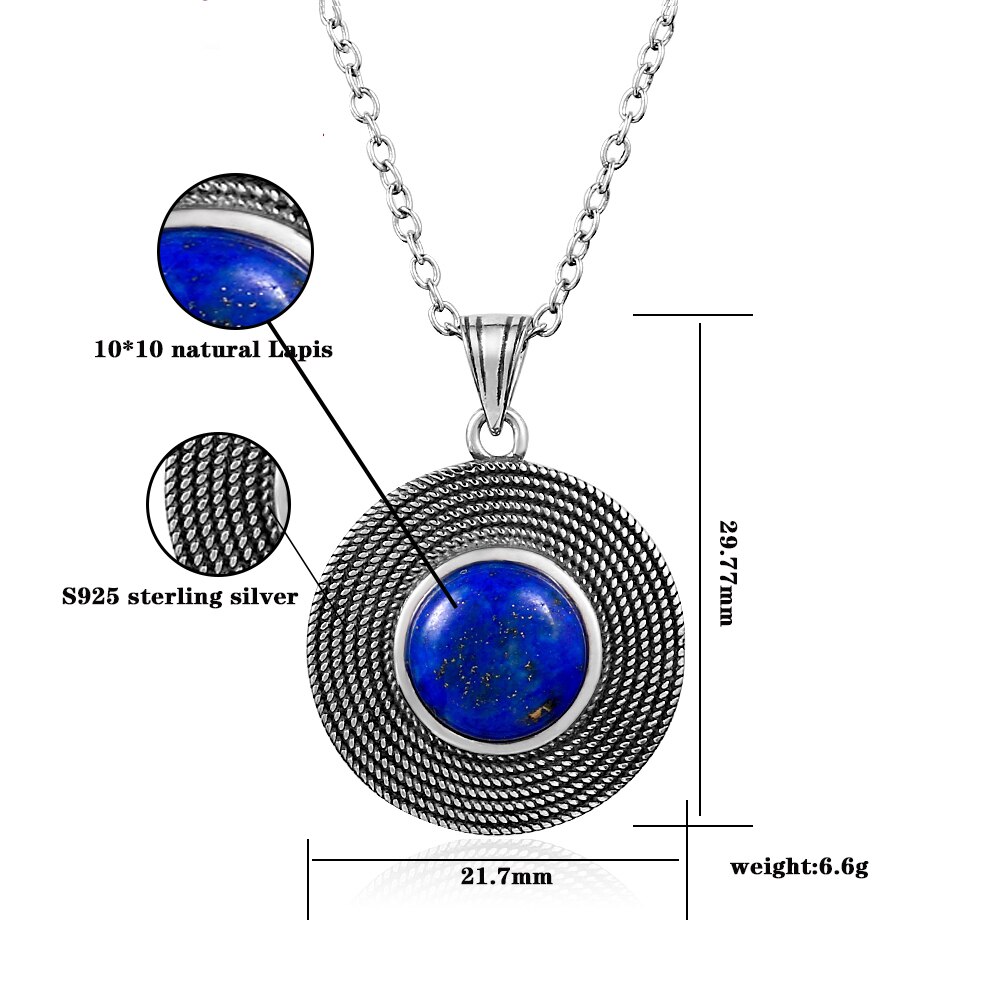 Sterling Silber 925 Halskette Natürliche Lapis Lazuli Stein Anhänger Halskette für Frauen Einfache Edlen Schmuck