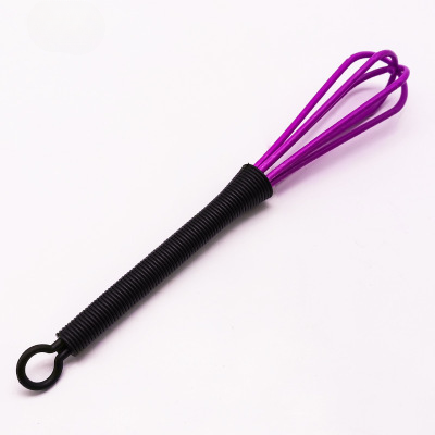 Mini fouet manuel en plastique pour centre commercial, batteur à œufs, agitateur, mélangeur de cuisson, outil de cuisine, fouet à double tête avec petite cuillère, 1 pièce: Violet