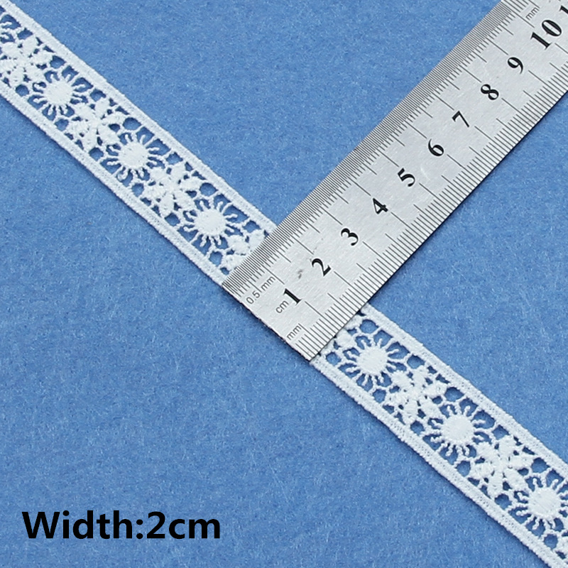 5 jardów białej bawełny haftowanej koronki wstążki tkaniny DIY szycia ręcznie robione materiały rzemieślnicze ubrania dekoracja domu: Mosiądz