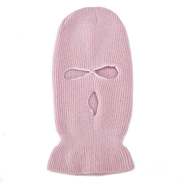 Unisex balaclava mask mössa 3 håls ansiktsmask svart stickad skid snowboard mössa keps vinter mössor dam