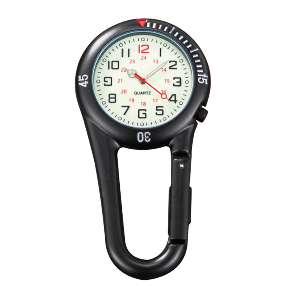Clip on Carabiner FOB Watch Clock for Hiking Mountaineering Outdoor Backpack