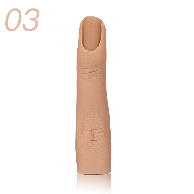 Nail Art Training Hand False Finger Natural Nail Tips Manicure Practice Model Nail Display Silicone Finger Makeup Tool: 03