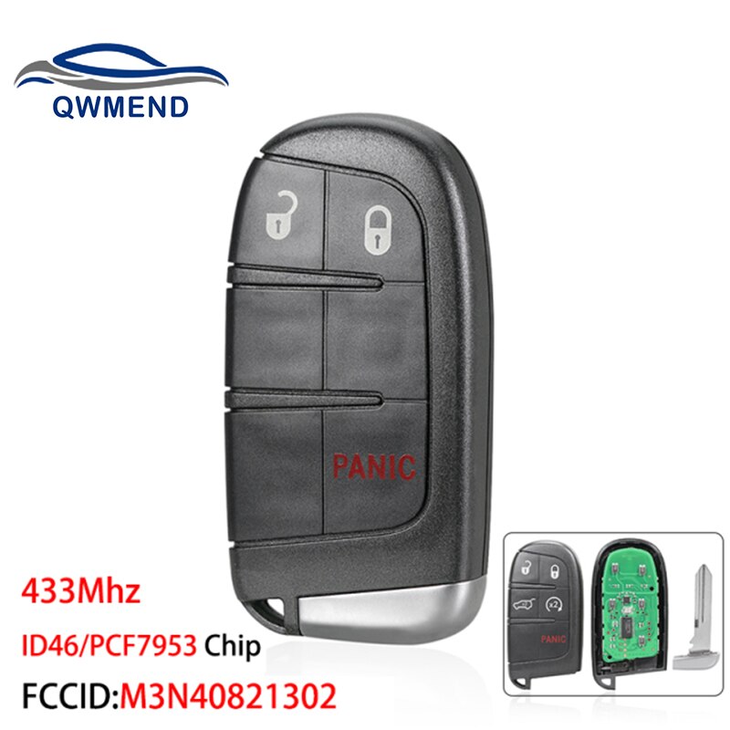 QWMEND Remote Key for Jeep Grand Cherokee Smart Car Key 433Mhz ID46/PCF7953 Chip M3N40821302: model 2
