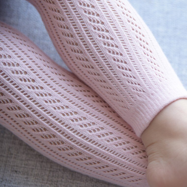 2022 Wit Mesh Baby Leggings Skinny Solid Roze Baby Meisje Cropped Broek Peuter Kind Breien Broek Ademend 0-4T Kleding