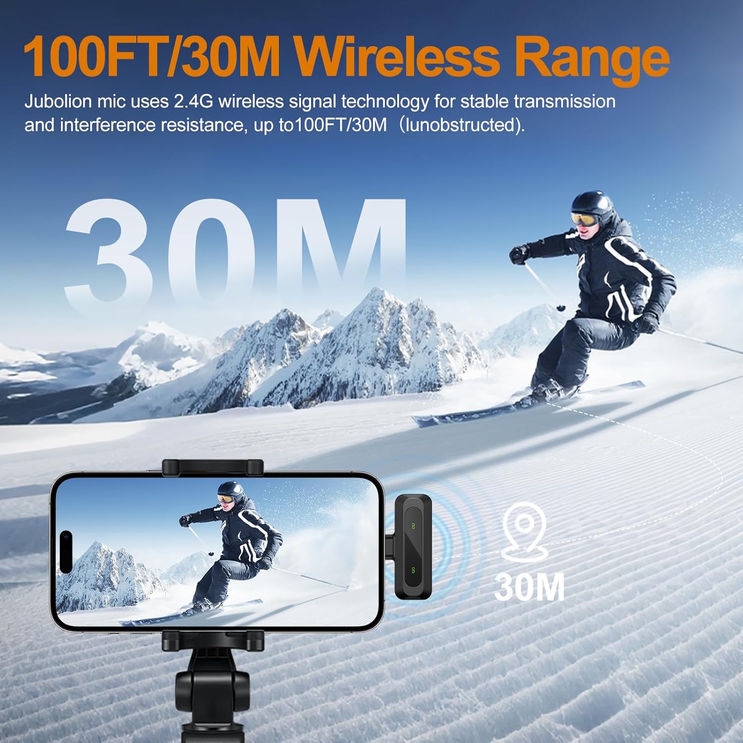 Microfono lavalier wireless per iphone, ipad, android, laptop, trasmissione in diretta, gioco, intervista, registrazione vlog, mini microfono