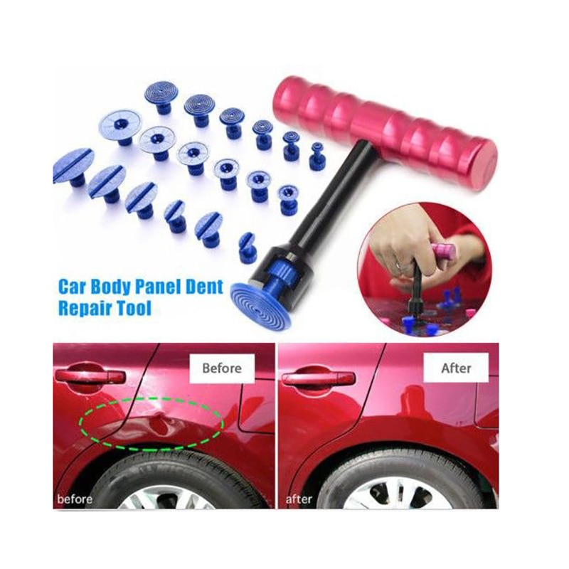 Slide Hammer Dent Puller Kit Car Paintless Dent Repair Hail Removal Kit PDR Tool with 18 Pulling Tabs for Auto Body Repair Too