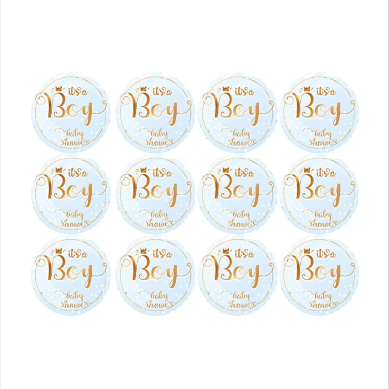 60 st/set baby shower golden pojke/tjej kön avslöjande tips sigill klistermärke födelsedagsfest dekorationer barn fest dekoration -c: Pojke