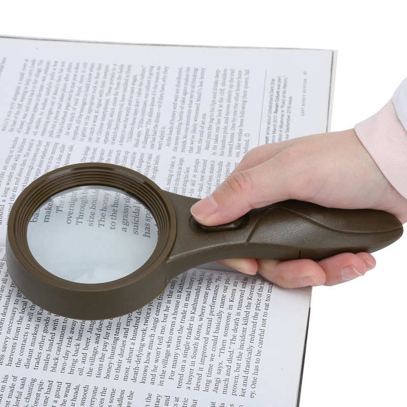 Washable for Elderly Disabled 5X Handheld Magnifying Glass Portable Reading 6 LED Magnifier with Non‑Slip Handle Adult