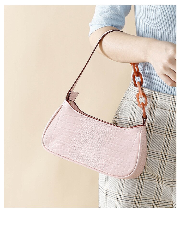 Kristall Krokodil Leder frauen Taschen Acryl Kette Umhängetasche Schulter Taschen Abend Kupplung Handtasche Dame handtaschen neue: Rosa