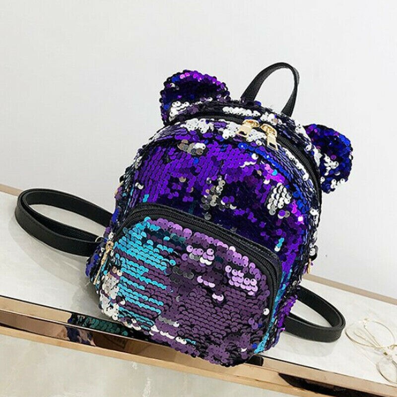 Women Girls Velvet Mini Backpack School Bags Small Travel Rucksack Shoulder Bag: Blue