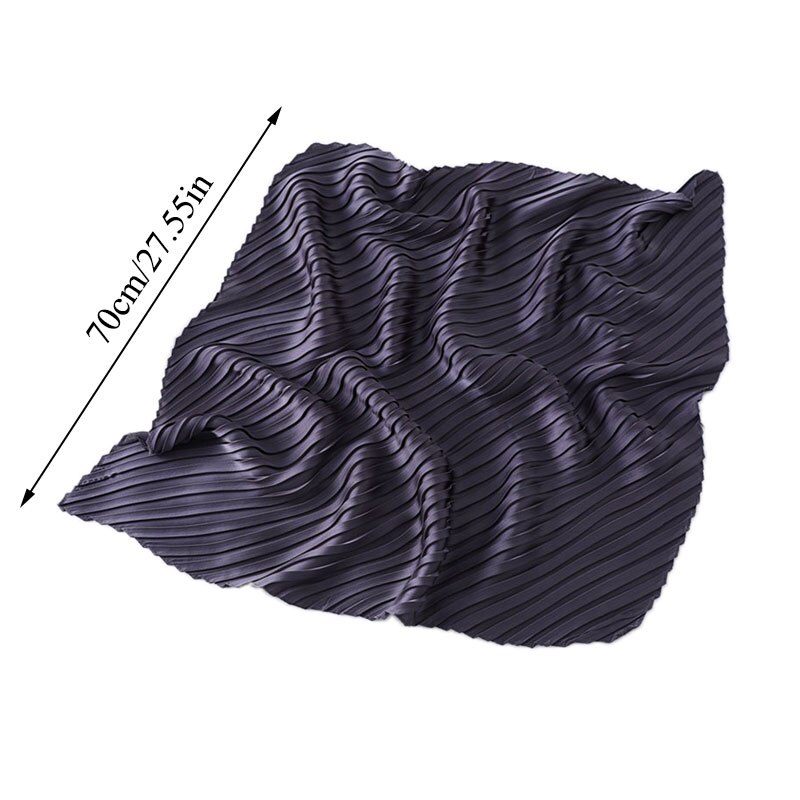 Silk Pleated Scarf Square Scarf For Women Small Scarves Soft Satin Neckerchief Decorative Headscarf Solid Hair Scarf Summer