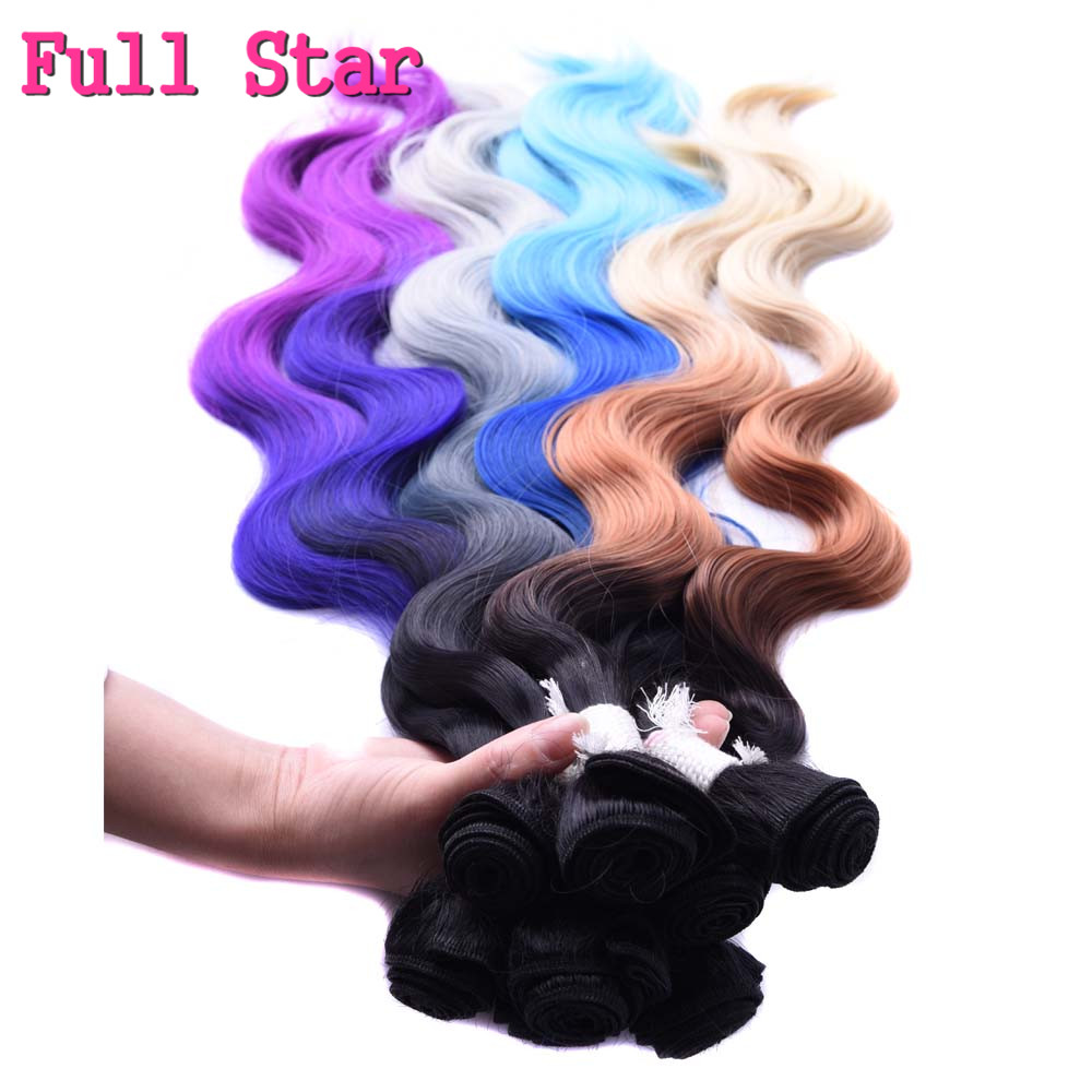 Full Star-extensiones de cabello sintético rojo con doble trama máquina de 18 ", 20" y 22 ", 4 unidades por lote