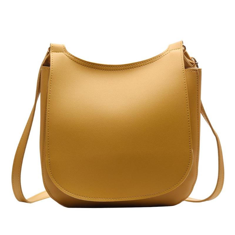 Femme décontracté Simple couleur unie épaule sacs à main en cuir PU femmes grande capacité rabat bandoulière sacs de messager bolsa feminina: Yellow