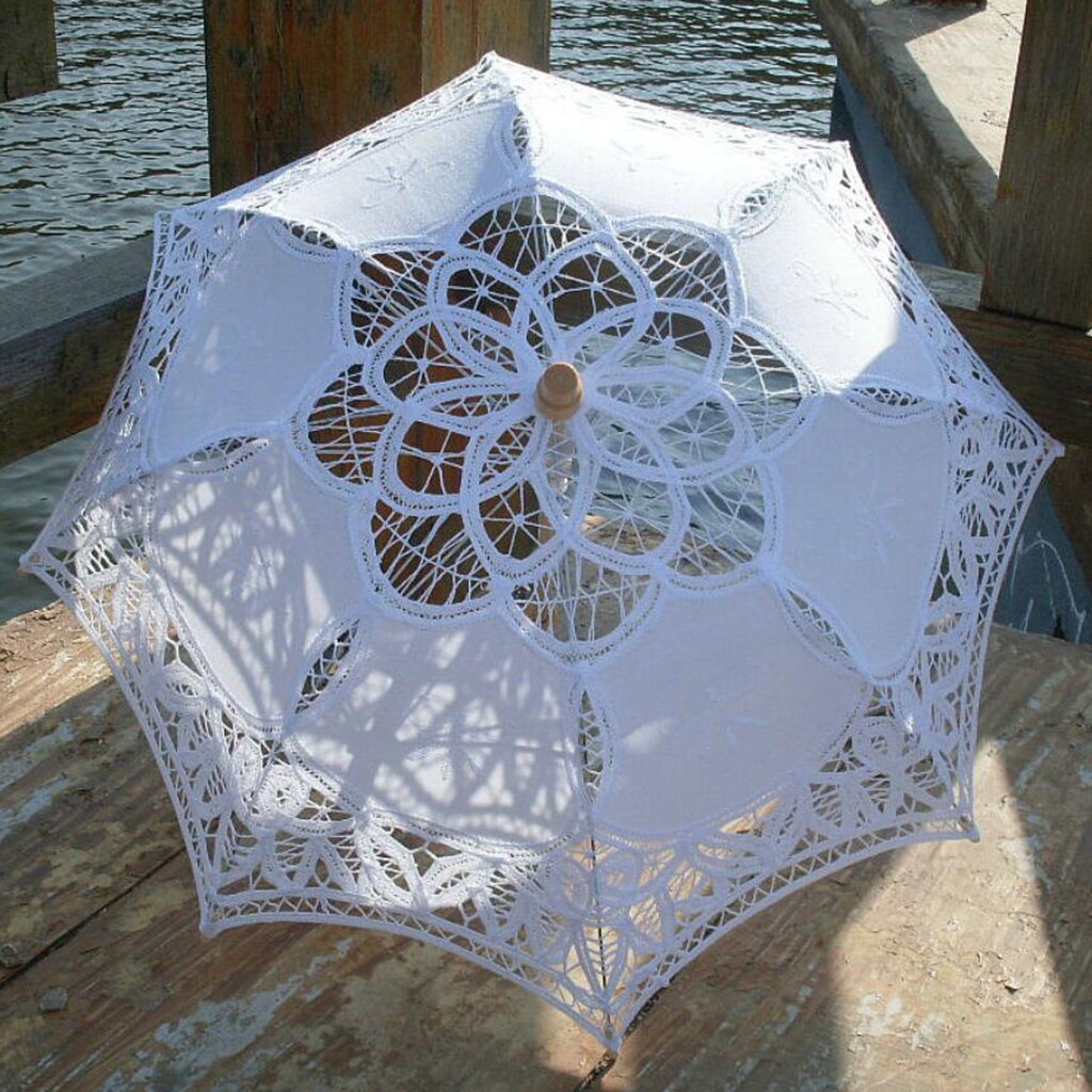 100% Handgemaakte Kant Parasol Parasol Wedding Bridal 23 Inch Kids Maat