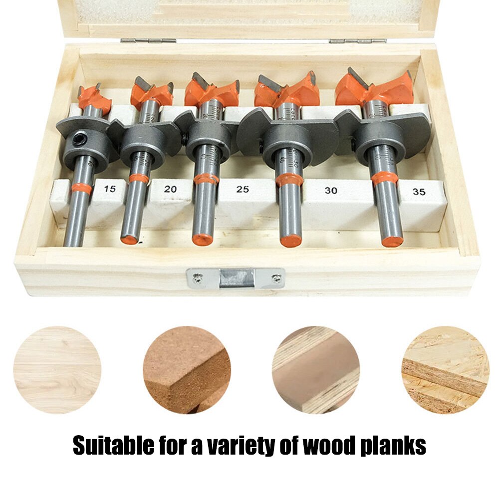 15-35mm Adjustable Carbide Drill Bits Hinge Hole Opener Boring Bit Tipped Drilling Tool Woodworking Positioning Hole Saw Kit