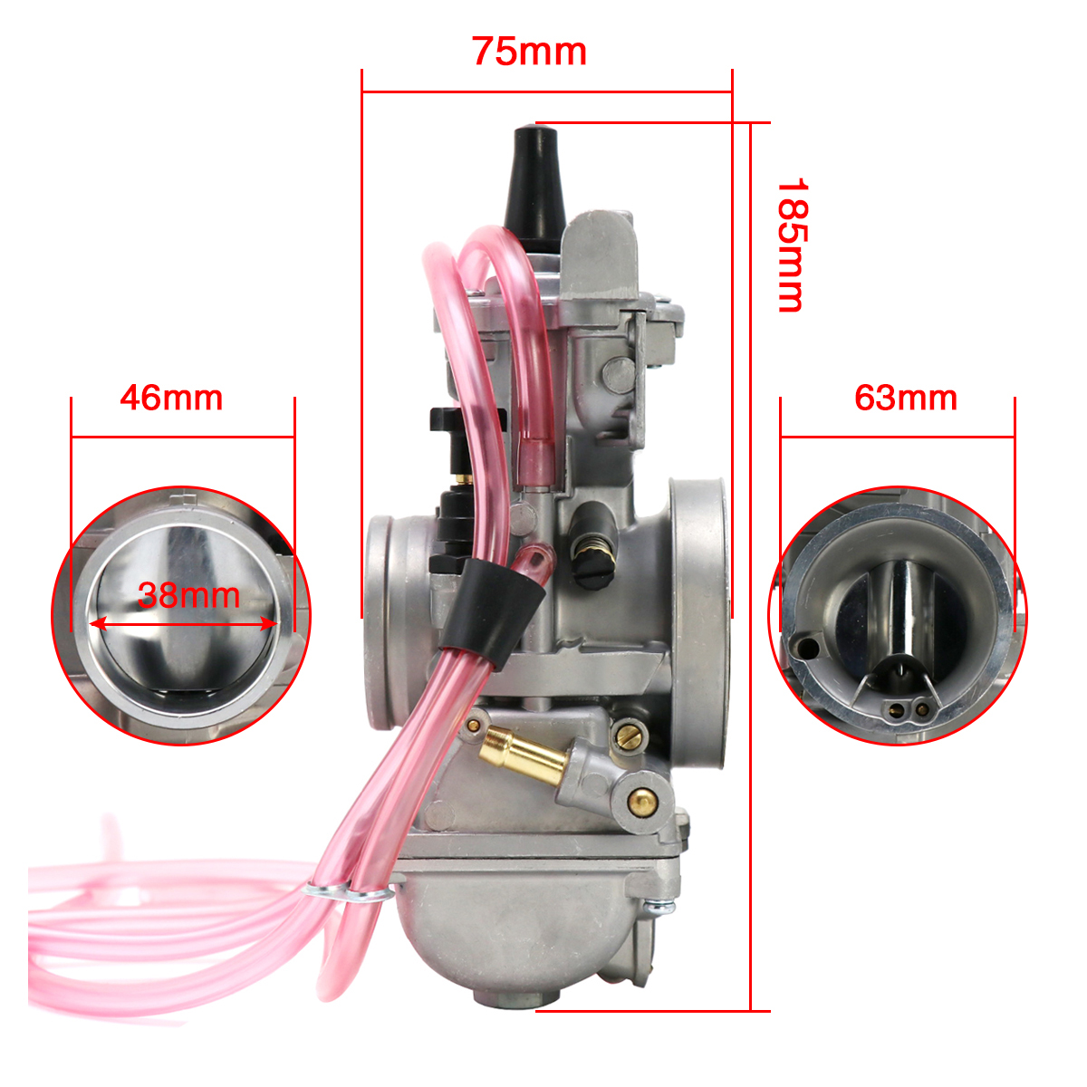 ZSDTRP-carburador de cuerpo corto, 2 tiempos Keihin PWK 36S 38S, PWK-S: Gris oscuro