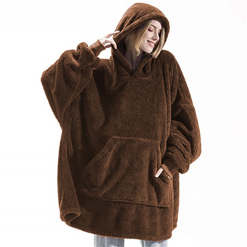 Gruesa Bata Manta Polar Unisex con Capucha para Adultos y Niños, Cálida Sudadera Albornoz con Bolsillo Gigante, Mantas Compensadas para Viajar, el Hogar y Camas
