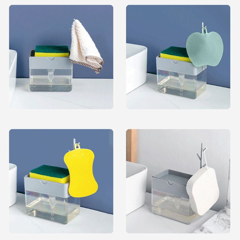 Soap Pump Dispenser Caddy Sponge Holder Cleaning Liquid Container Manual Press Organizer Kitchen Cleaner Tool