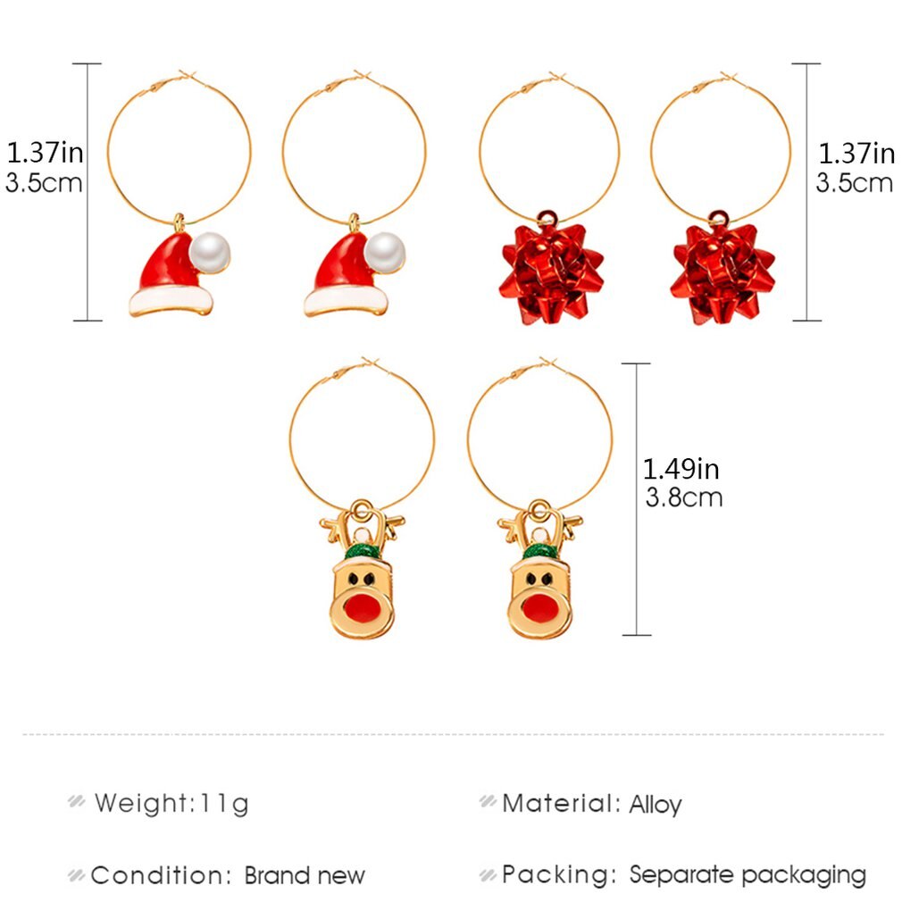 Xmas Kerst Oorbellen Set Voor Vrouwen 6 Stks/set Gemengde Kerst Earring Hanger Mode Vrouwen Sieraden Zoete Kerst