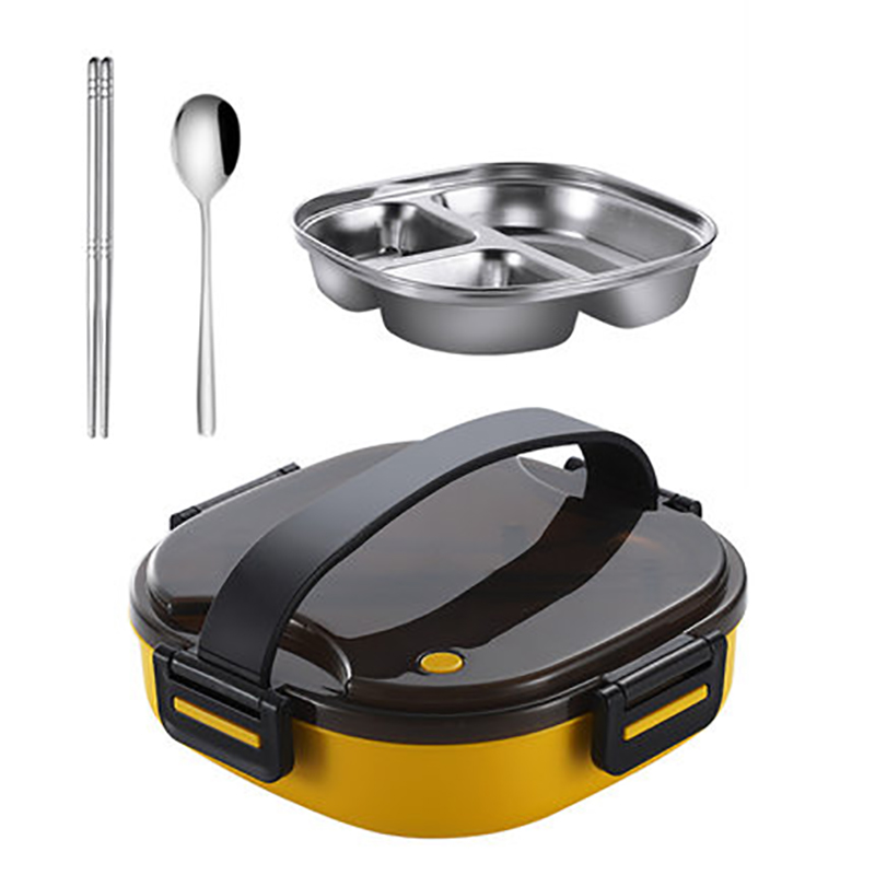 MICCK Stainless Steel Lunch Box For Kid Heated Lunch Box Kitchen Accessories Bento Box Meal Prep Food Container Storage: YellowA