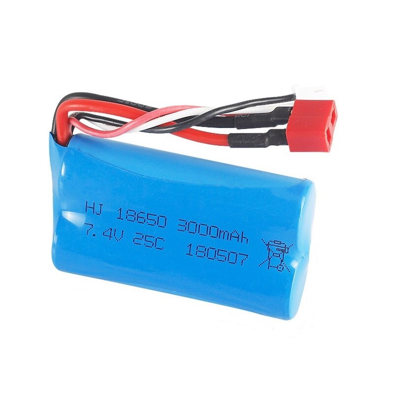 Bateria Lipo 7.4V 3000mAh 18650 2S com Conector T para Carro RC Q46 Wltoys 10428/12428/12423 - Acessório de Reposição de Alta Capacidade 7.4V